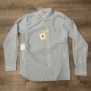 Duck Head Men’s Medium Performance Check Shirt Long Sleeve Sky Blue - Picture 1 of 8