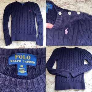 Polo Ralph Lauren Cotton Cable Knit Girls Sweater 6X EUC - Picture 1 of 10