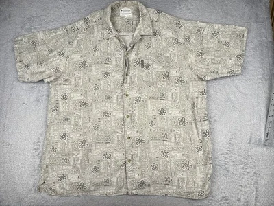 Camisa Columbia Hombre 3XL XXXL Alta Gris Floral Abotonada 100% Algodón Hawaiana Foto 1 de 4