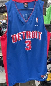 Maglia basket vintage Detroit Pistonsk uomo XL alta blu rossa Ben Wallace #3 Nike  - Foto 1 di 6