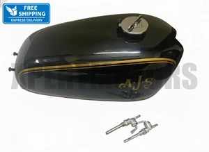 Tanque de gasolina de acero negro + tapa y grifo para AJS 16MC 350 Scrambler Competition - Imagen 1 de 11