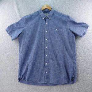 Camicia casual L.L.Bean uomo XLT blu misto cotone manica corta con bottoni - Foto 1 di 7