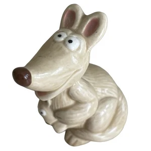 Estatuilla marrón rara de colección 1983 Quon-Quon Japón mamá canguro y bebé Joey 3,5" - Imagen 1 de 6