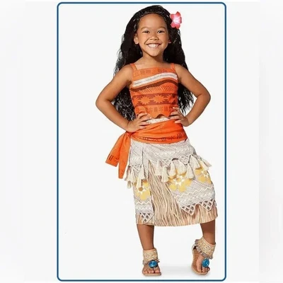 New Disney Moana Costume Outfit 3-Piece Set Top Skirt & Wrap Size 5/6 - Image 1 of 4