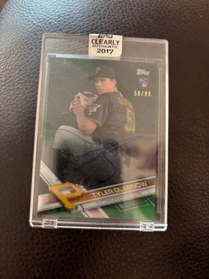 2017 Topps Clearly Authentic Green /99 Tyler Glasnow #CAAU-TGL Rookie Auto RC - Image 1 of 4