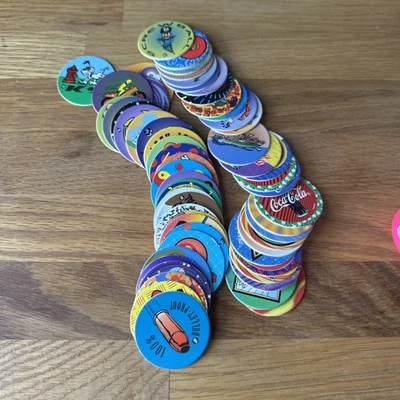 Vintage 90s Pogs Mixed lot Holographic 8ball yinyang skulls Coca Cola POG w case - Image 1 of 4