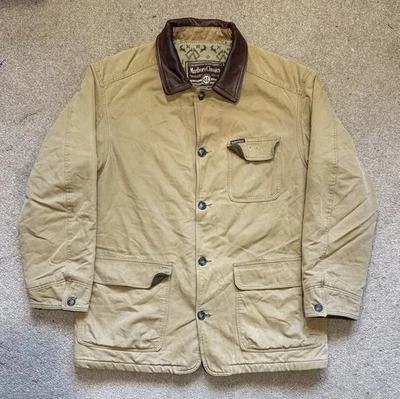 Marlboro Classics Beige Vintage Multi Pocket Chore Leather Collar Jacket Men XXL — 第 1/4 张图片
