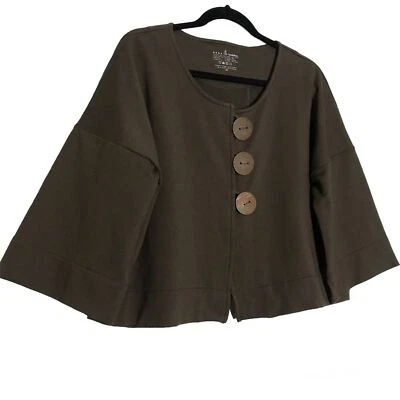 Cárdigan corto con botones Neon Buddha para mujer talla XS marrón manga ancha granola Foto 1 de 4