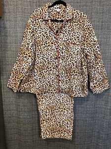 Conjunto de pijama Charter Club íntimo marrón estampado animal manga larga abotonada XXL - Imagen 1 de 7