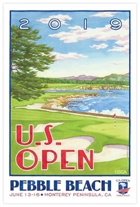 Official 2019 U.S. Open Pebble Beach Golf 12" x 18" Poster Gary Woodland 🔥 ⛳️ - Picture 1 of 7