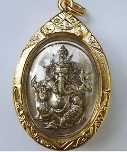 Lord Ganesh Anhänger Elefant Hindu Gott Om Schmuck Gold Mikron Etui Thai Amulett - Bild 1 von 4