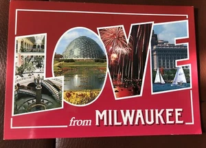 Milwaukee WI Lake Michigan Blick Mitchell Park Kuppel Feuerwerk Postkarte nicht verschickt - Bild 1 von 4