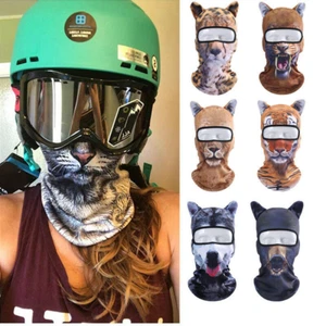 3D Animal Printed Headscarf with Ears Balaclava Breathable Full Face Mask Unisex - Picture 1 of 28
