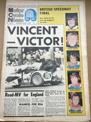Motor Cycle News - 2 August 1972 - Vincent Victor - Vintage Newspaper - Image 1 of 3