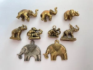 Figurine ELEPHANT laiton amulette collection Thaïlande Cambodge porte bonheur E - Picture 1 of 10