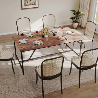 Outdoor Patio Dining Table for  6-8 Person Wooden Dinner Table Garden Furniture - Image 1 of 4