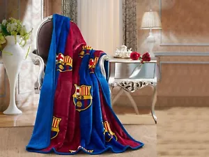 FC Barcelona Soccer La liga Silk Touch Sherpa Lined Throw Blanket 50x60 - Picture 1 of 4
