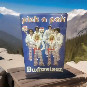 Budweiser Beer SIGN tin GIRLS TWINS "Pick a Pair" 2005 Retro SO COOL, - Picture 1 of 6