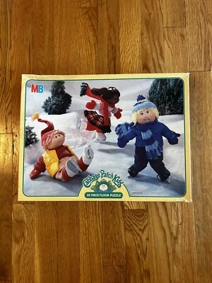 Vintage Cabbage Patch Kids CPK 35pc Puzzle Winter Skating Pond In Box Complete - Image 1 of 4