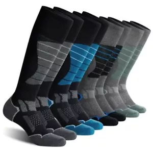 2/3/4 Pack Ski Socks for Men Medium Lake Blue+green+black+dark Grey (4 Pairs) - Picture 1 of 7