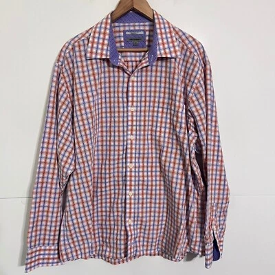 Camisa estilo Seersucker Johnston Murphy para hombre talla 2XL a cuadros ajuste a medida Foto 1 de 4