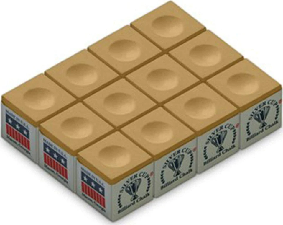 SILVER CUP CHALK Silver Cup / Championship Billiard Chalk - ONE Dozen (Tan)