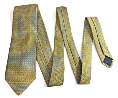 Corbata Brooks Brothers 346 para hombre de seda pura oro amarillo y azul hecha en EE. UU. Foto 1 de 4