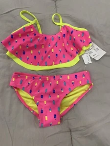 Old Navy Girls 2-Piece Adjustable Strap Tie Front Floral Swimsuit Popcicl S NWT - Picture 1 of 5