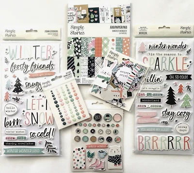 New SIMPLE STORIES (WINTER WONDER) 6x8 Paper Pad & Embellishment Set - Save 50%!