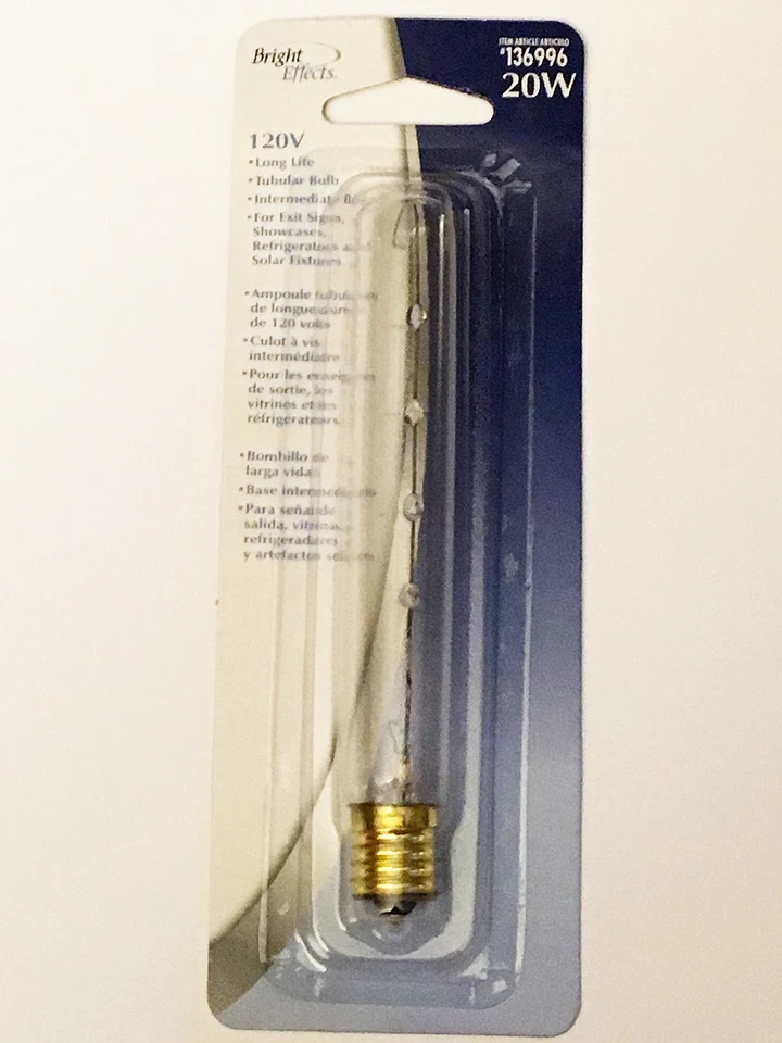 Tubular Clear 20W 120V T6.5 Intermediate Base Appliance Bulb LONG LIFE 2000 Hrs - Image 1 of 1