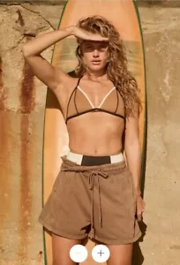 NWT FREE PEOPLE MOVEMENT SPRINT TO THE FINISH SHORTS HICKORY OVERSIZED WOMENS L - Picture 1 of 7