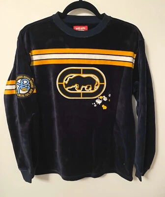 Camisa de manga larga ECKO UNLTD UNLIMITED para niños jóvenes azul marino dorado blanco terciopelo, mediana Foto 1 de 2