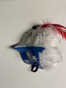 Adult White And Blue Costume Face Mask Plastic - Picture 1 of 2