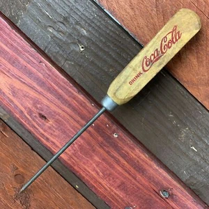 Coca Cola Advertising Ice Pick, Wood Handle, Antique Finish - Picture 1 of 6