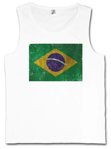 BRAZIL FLAG VINTAGE LOGO TANK TOP SHIRT Brasilien Football Socker Brasil Banner - Picture 1 of 2