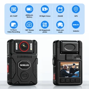 BOBLOV 4k Body Camera Audio Recording Wearable Night Vision GPS Law Enforcement - Picture 1 of 25