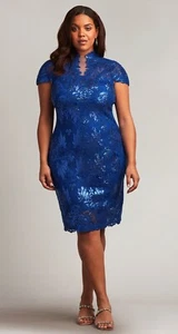 Tadashi Shoji Size 20 Brinnan Womens Dress Plus Blue Sequin Embroidered $418 - Picture 1 of 9