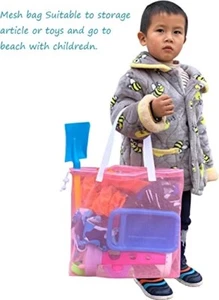 Wiederverwendbare 4er-Pack süße Netzbeutel Pooltaschen, Netz Strandtaschen mit Kordelzug für Kinder - Bild 1 von 1