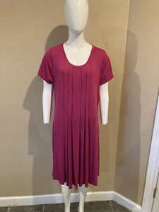Soft Surroundings Pink Short Sleeve Nightgown Size Large Pleated Front - Picture 1 of 7