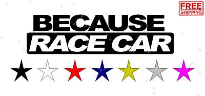 BECAUSE RACECAR STICKER DECAL JDM TUNER LOW DOMO FUNNY EURO CAR JDM DRIFT RACING - Image 1 of 3