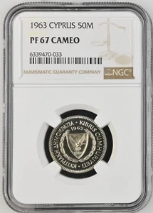 1963 CYPRUS Proof 50 MILS - NGC PF 67 Cameo - Picture 1 of 2