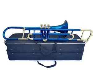 TROMBONE BLUE BRASS Bb Flat Valve TrOmbone Free hard case+Mouthpiece - Picture 1 of 2