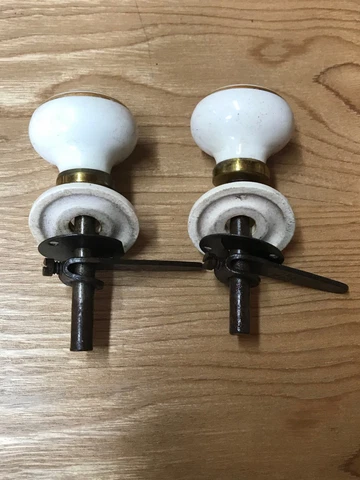 Victorian Pair of White Porcelain Cupboard Door Handles  -  119 Cover