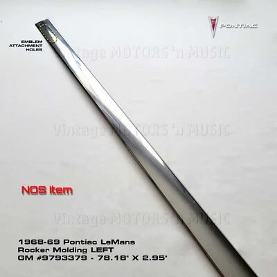 Pontiac LeMans 1968-1969 78,18" panel basculante de acero inoxidable moldeado izquierda #9793379 nuevo de lote Foto 1 de 4