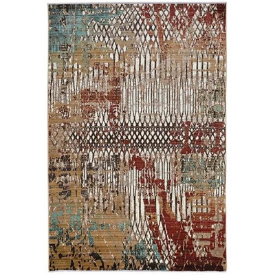 Linon Emporium Fence Power Loomed Polypropylene 3'x5' Rug in Beige - Image 1 of 4