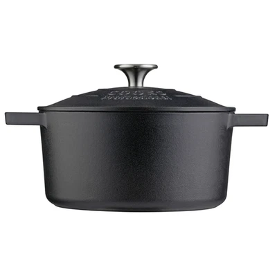 Cooks Professional 20cm Cast Iron Casserole | Matte Black - Image 1 of 4