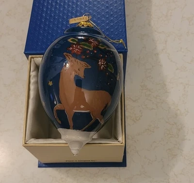 Pier 1 Li Bien Vidrio Adorno de Navidad 2017 Reno Pintado a Mano con Caja Foto 1 de 4