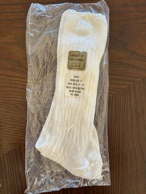 Nuevo de Colección EE. UU. Hombres Blanco Acanalado Calcetines Cómodos Top Sin Encuadernación 100% Algodón 8.5 - 10 Foto 1 de 2