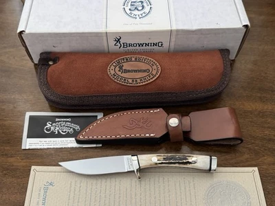 Cuchillo de hoja fija Browning vintage bonito mango hecho en Japón Foto 1 de 4