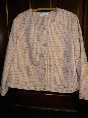 NUEVA Chaqueta Para Mujer Liz Claiborne Rosa Tweed Elegante con Botones Dorados. Talla 18 Foto 1 de 4